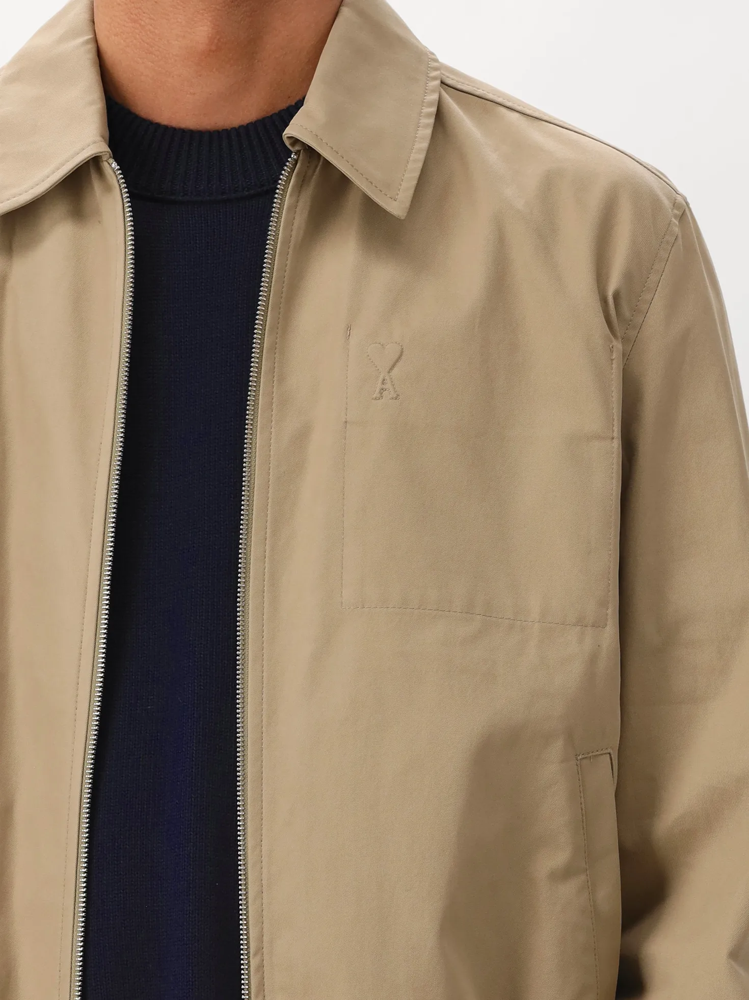 AMI Paris Overshirt Beige ADC Zipped Jacket