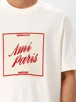 AMI Paris T-Shirt Beige Heritage Print