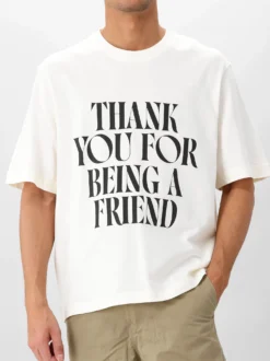AMI Paris T-shirt Beige Signature Print Teeshirt