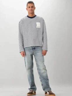 Bram's Fruit Longsleeve Blauw Varsity Striped