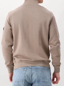 Cavallaro Sweater Taupe Diagono Half Zip