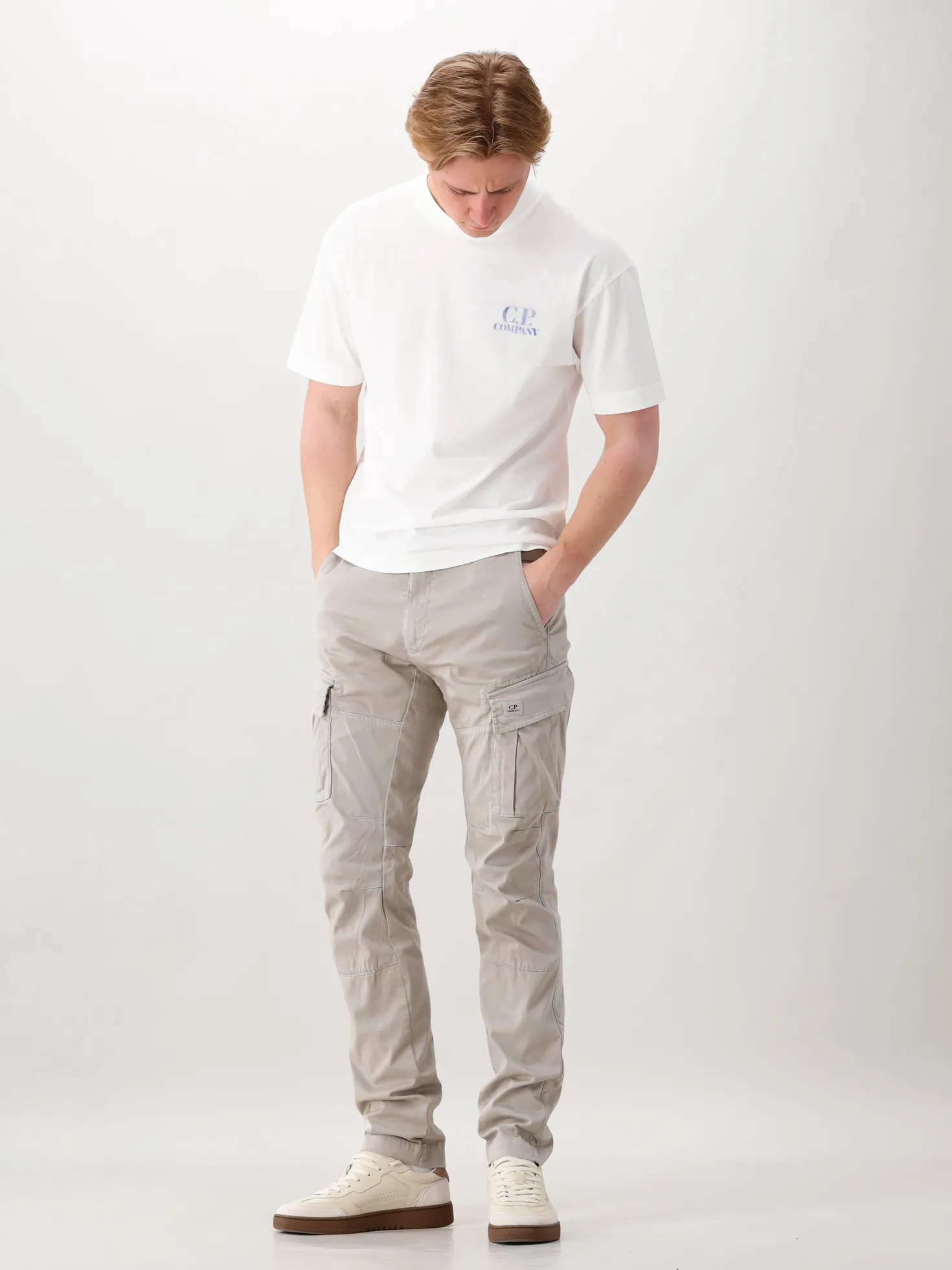CP Company Broek Grijs Stretch Sateen Ergonomic Cargo Pants