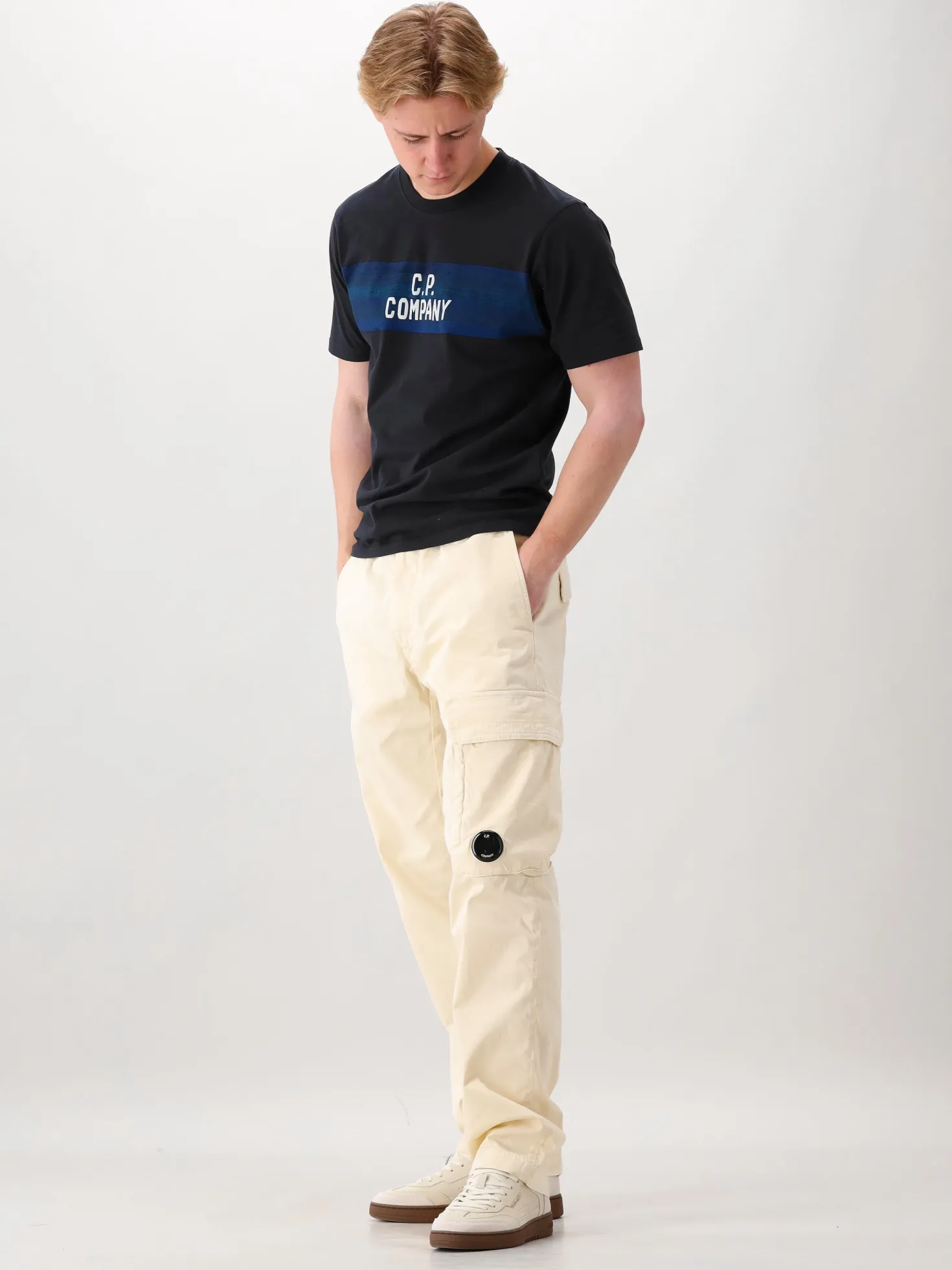 CP Company Cargo Broek Beige Stretch Sateen Regular