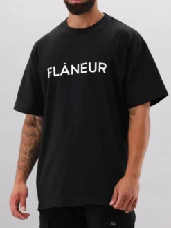 Flaneur Printed Logo Tee Black