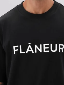 Flaneur Printed Logo Tee Black