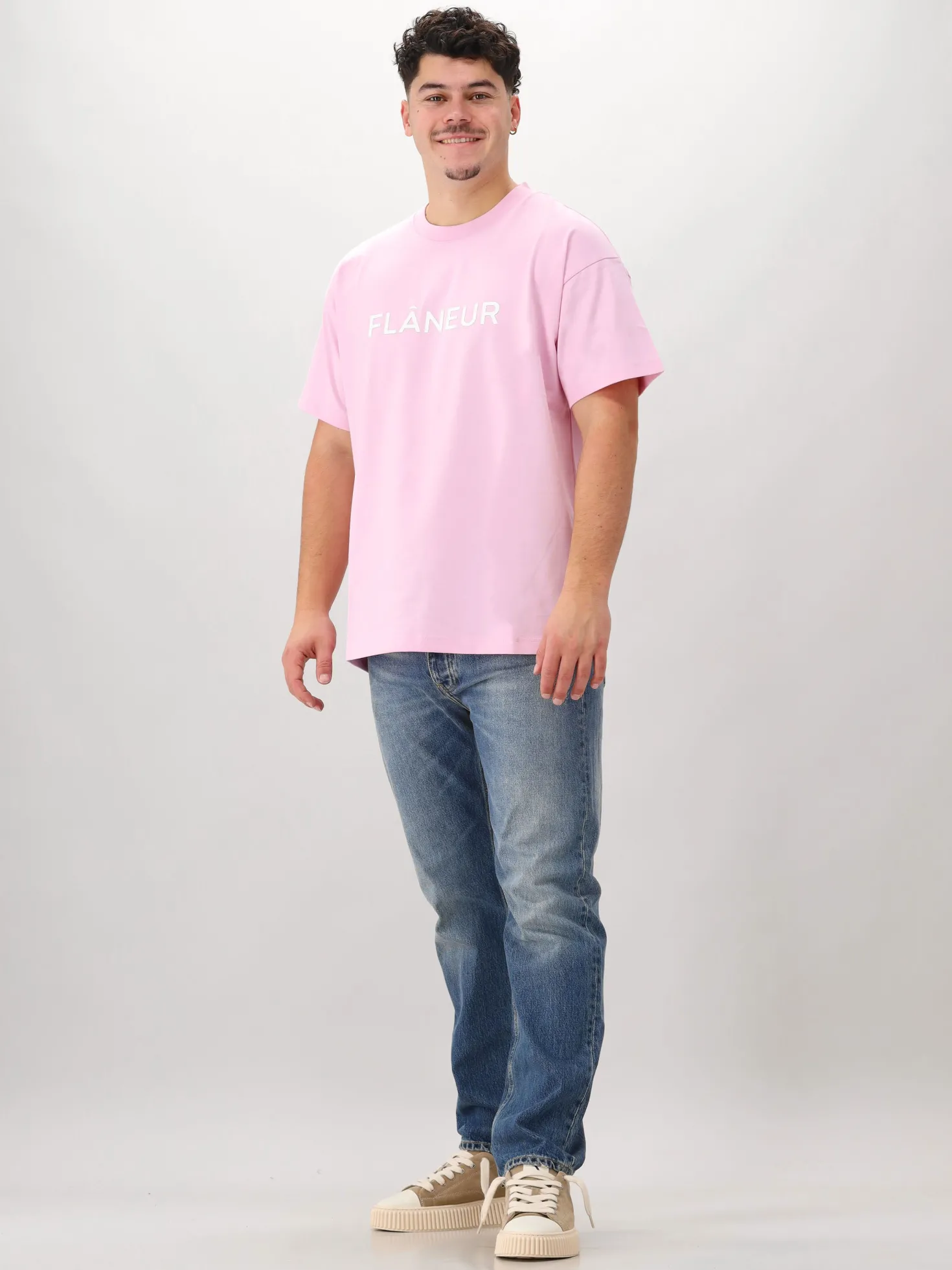 Flâneur T-shirt Roze Printed Logo