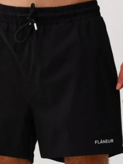 Flâneur Zwembroek Zwart Essential Logo