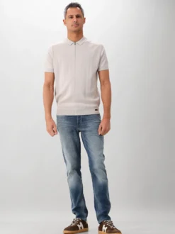 Genti Gebreide Polo Beige Zip SS