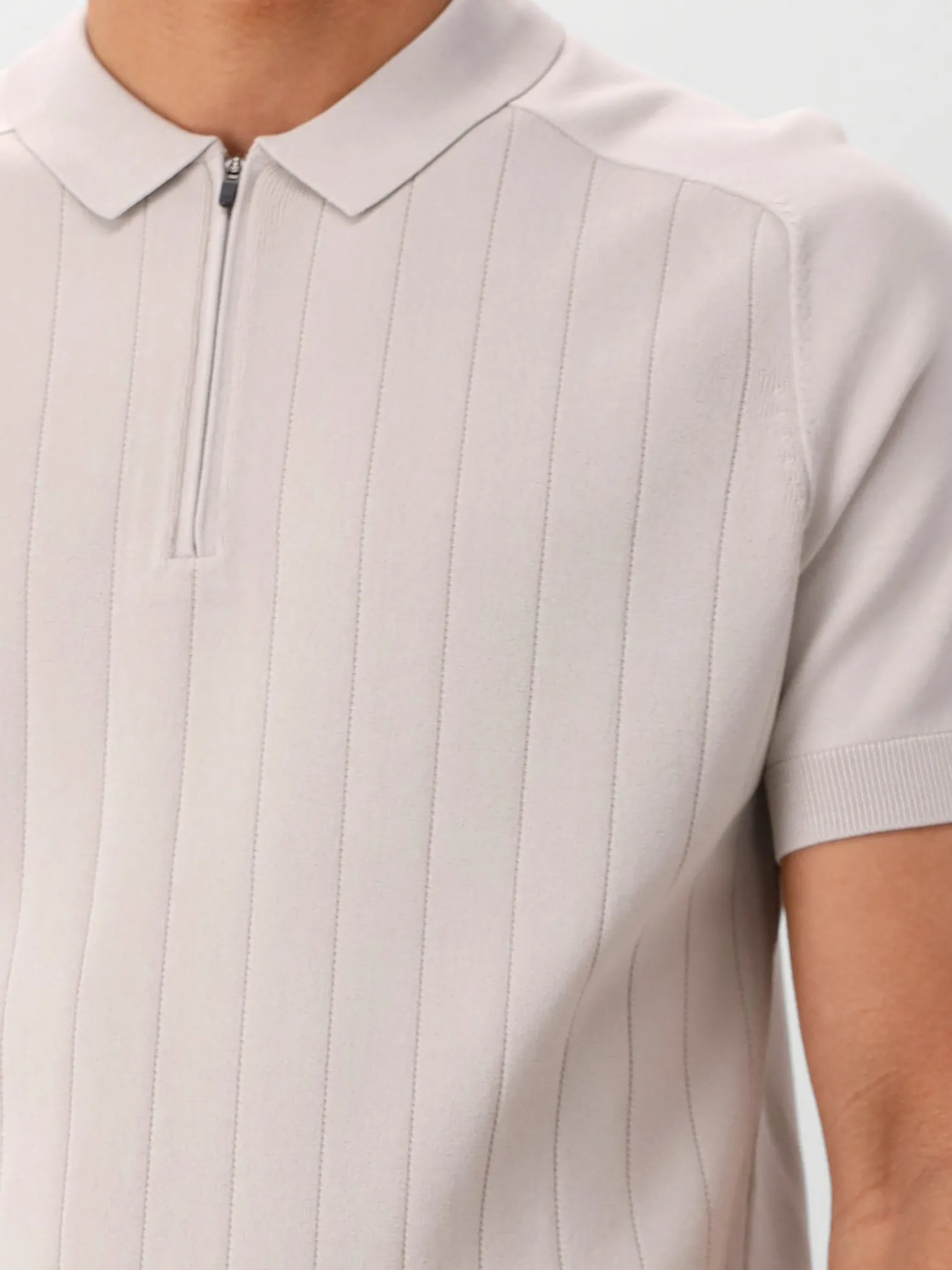Genti Gebreide Polo Beige Zip SS