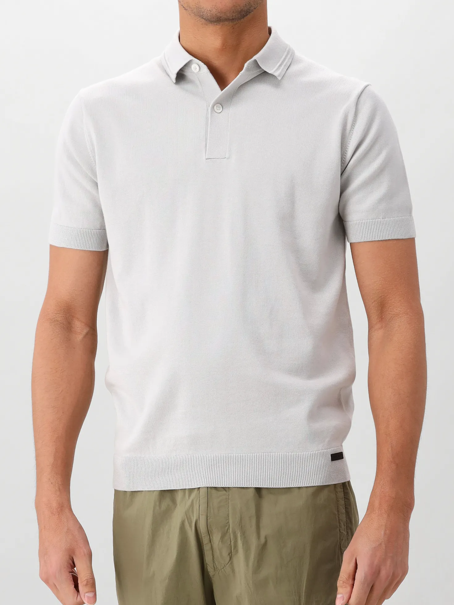 Genti Gebreide Polo Grijs