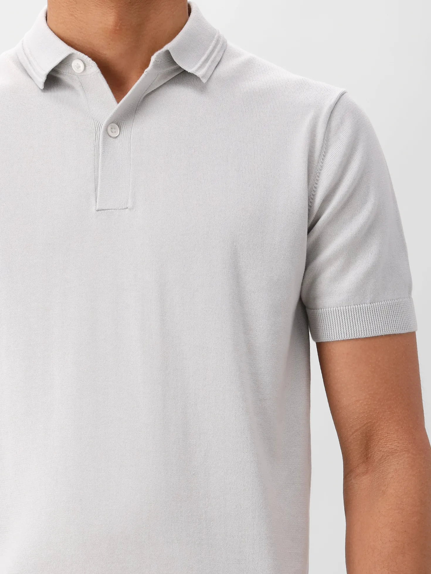 Genti Gebreide Polo Grijs