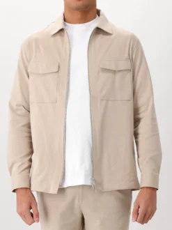 Genti Overshirt Beige Oaks Shirt Jacket Zip