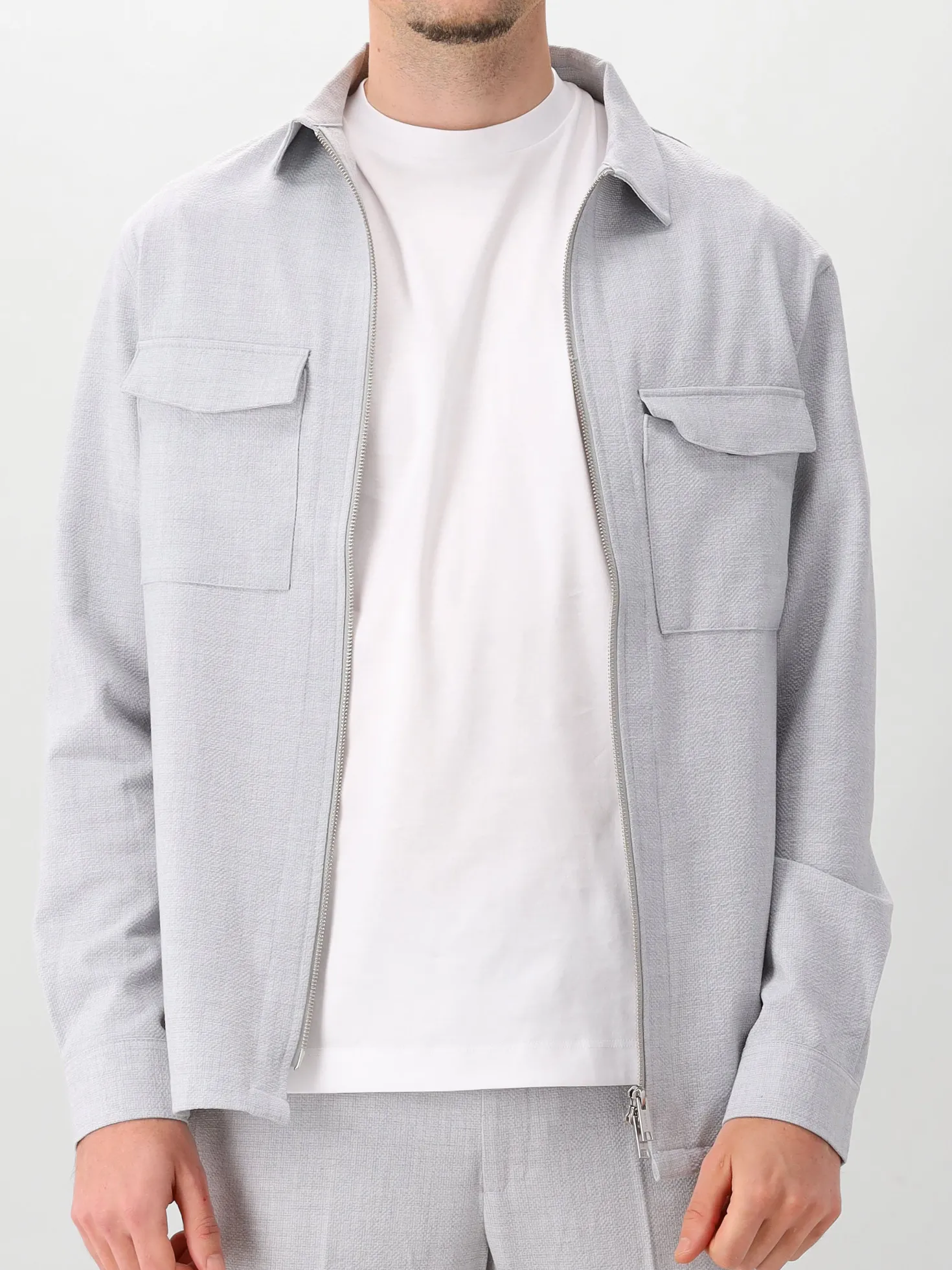 Genti Overshirt Grijs Oaks Shirt Jacket Zip