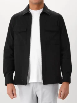 Genti Overshirt Zwart Oaks Shirt Jacket Zip