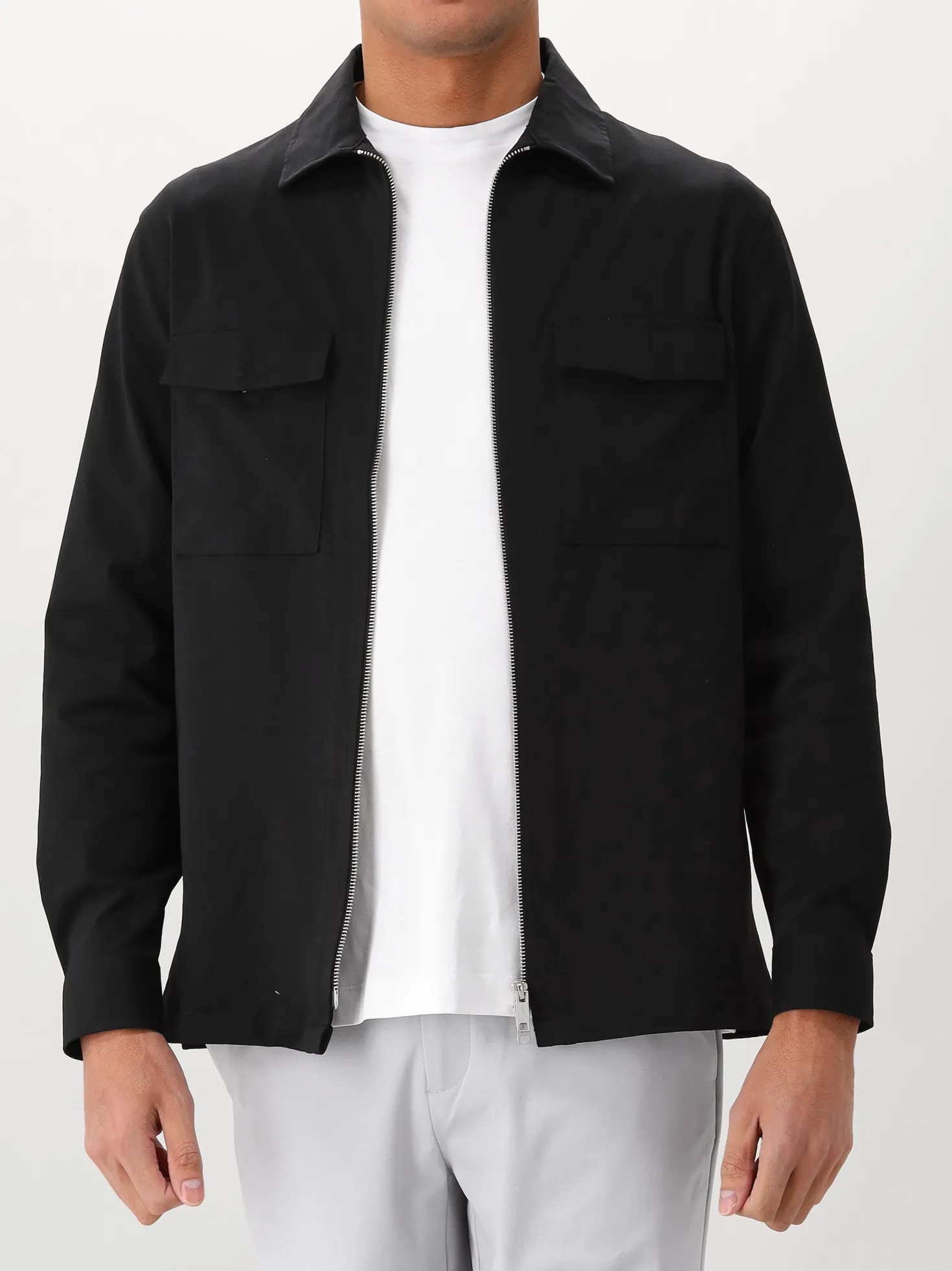 Genti Overshirt Zwart Oaks Shirt Jacket Zip