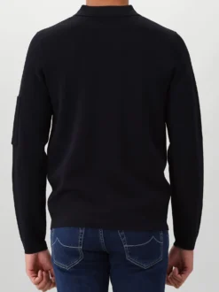 Genti Polo Donkerblauw Zip LS