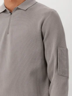 Genti Polo Grijs Zip LS