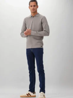 Genti Polo Grijs Zip LS