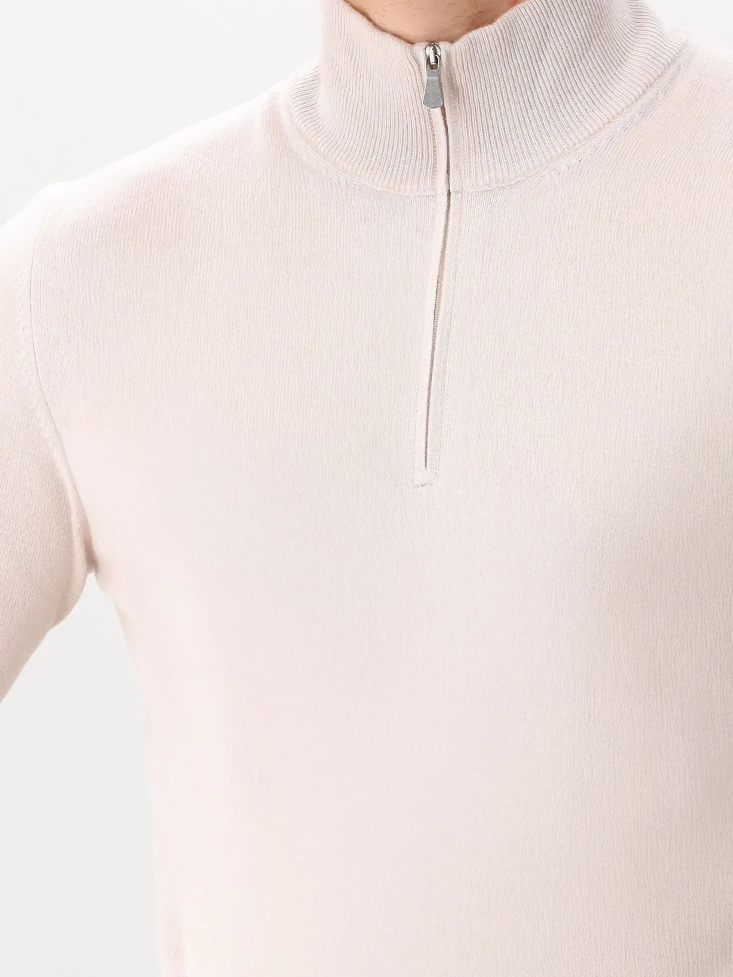 Gran Sasso Gebreide Half Zip Beige
