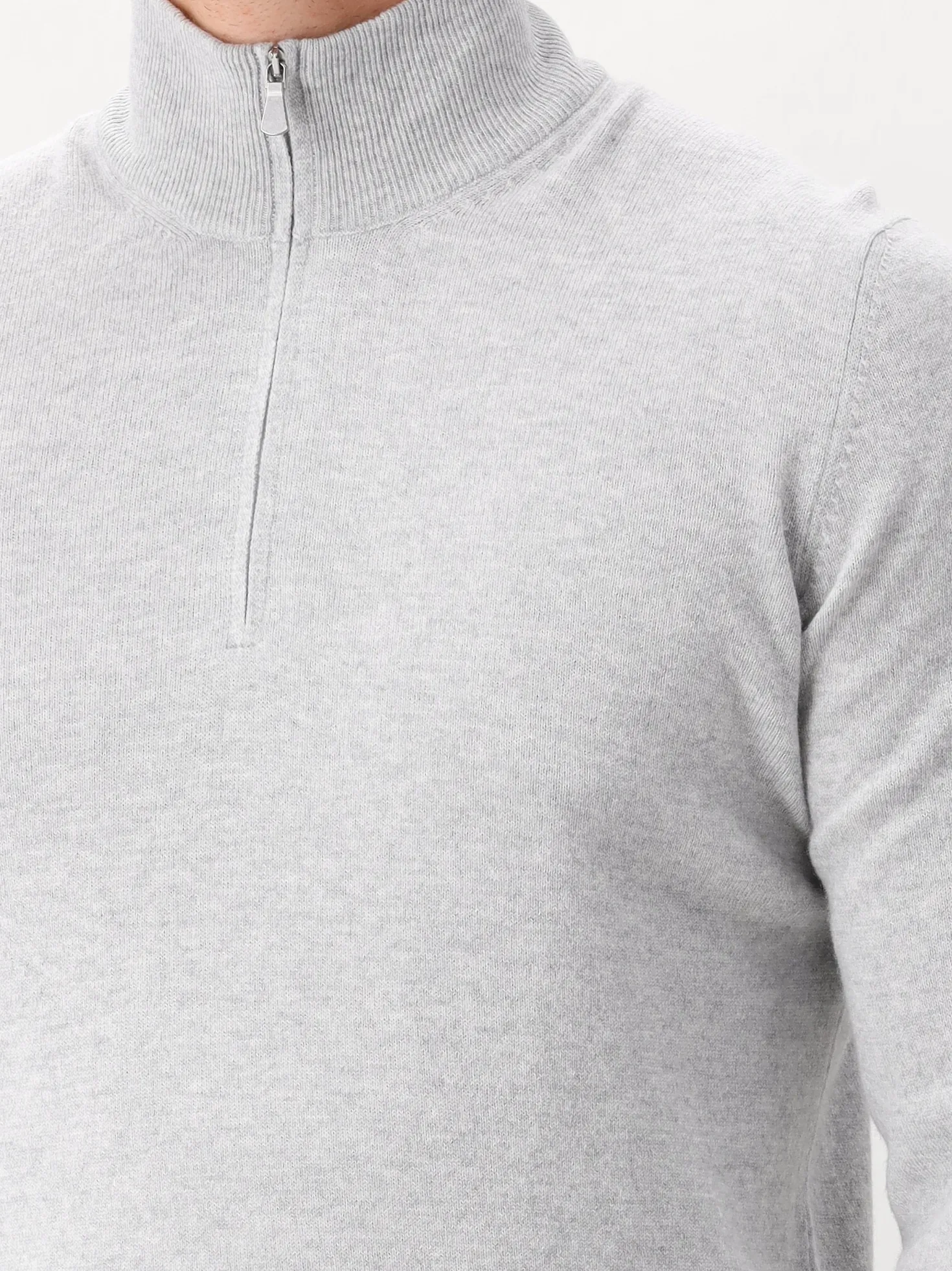 Gran Sasso Gebreide Half Zip Grijs