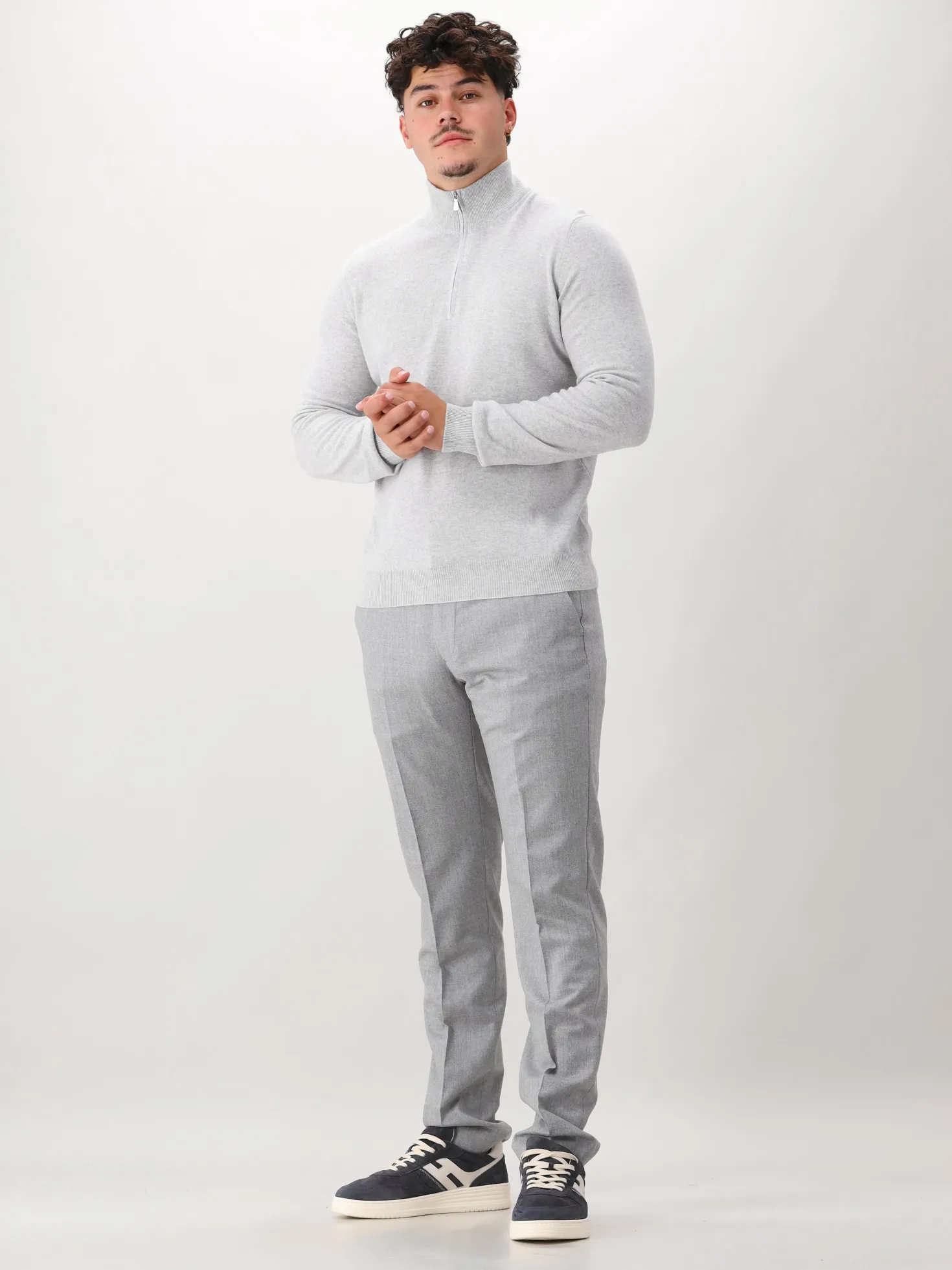 Gran Sasso Gebreide Half Zip Grijs