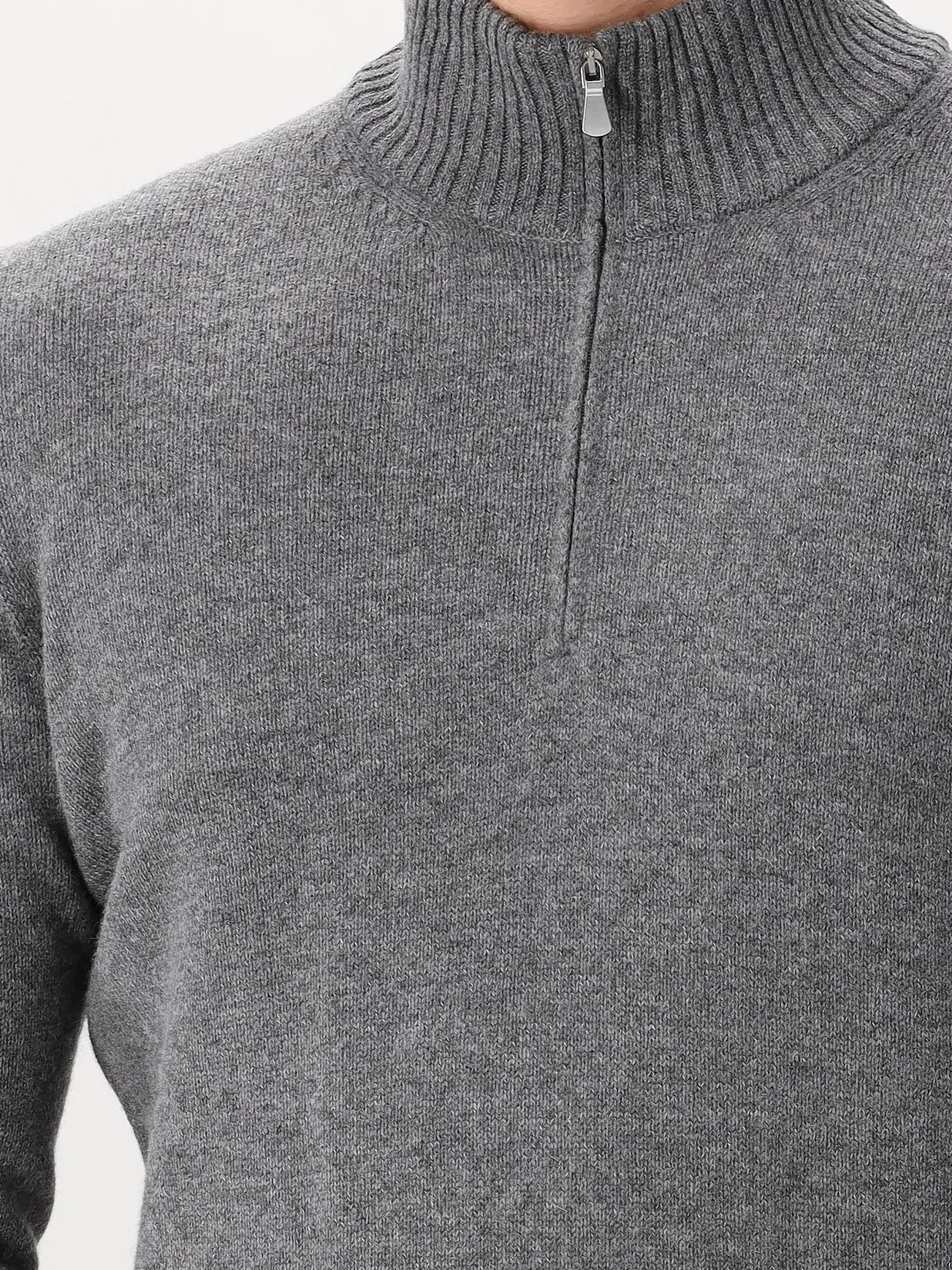 Gran Sasso Gebreide Half Zip Grijs