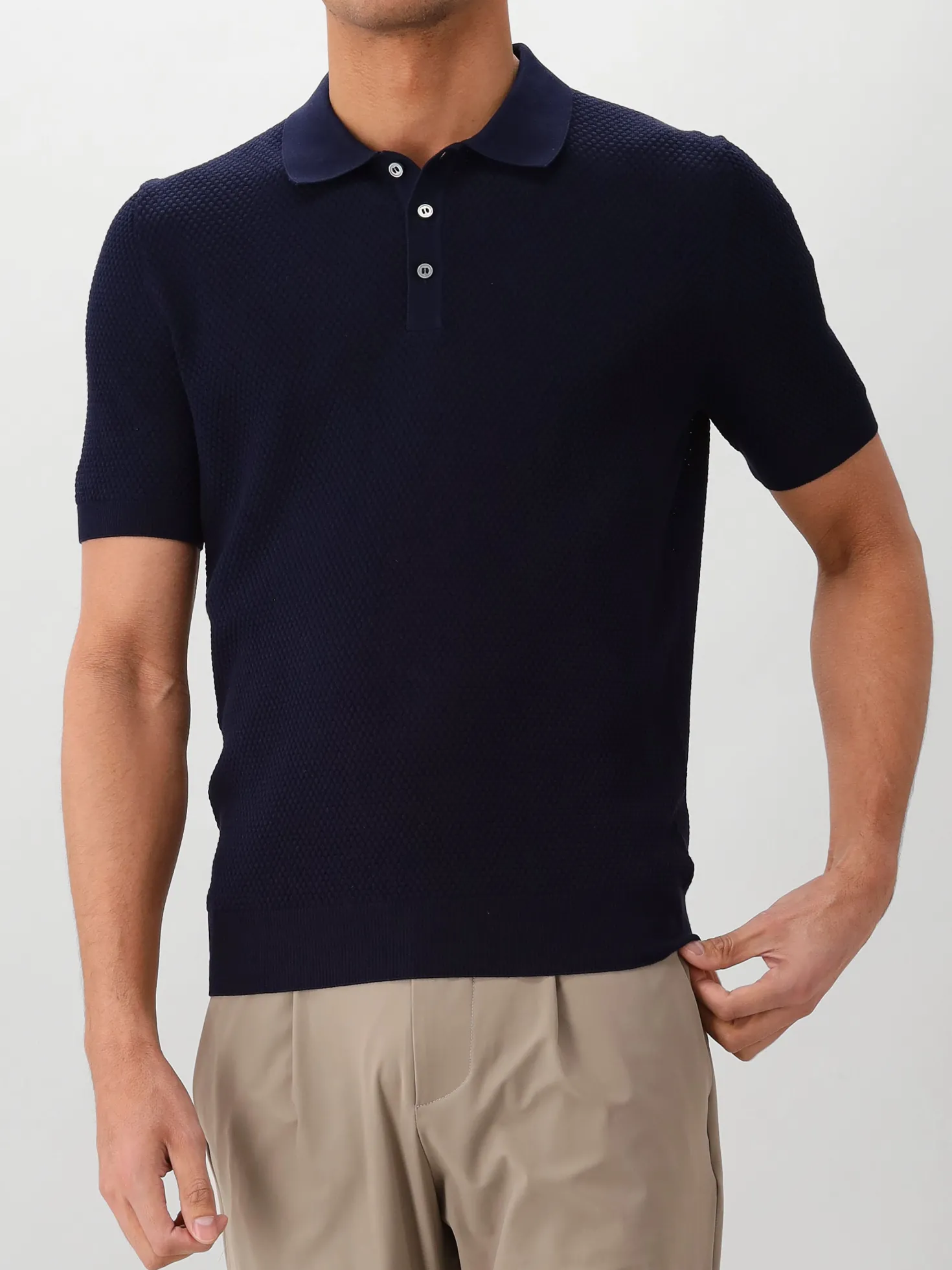 Gran Sasso Gebreide Polo Blauw