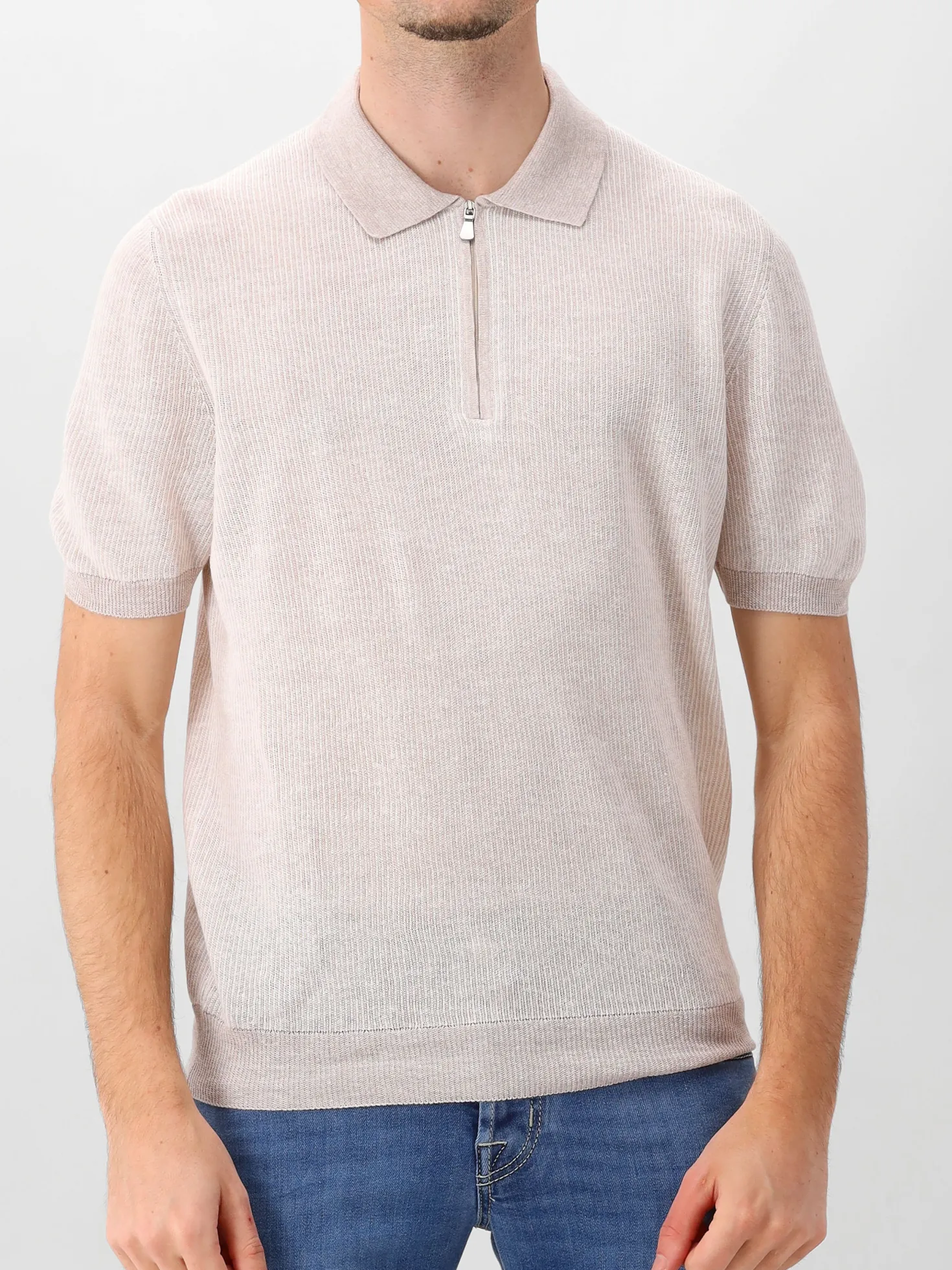 Gran Sasso Gebreide Polo Zip beige