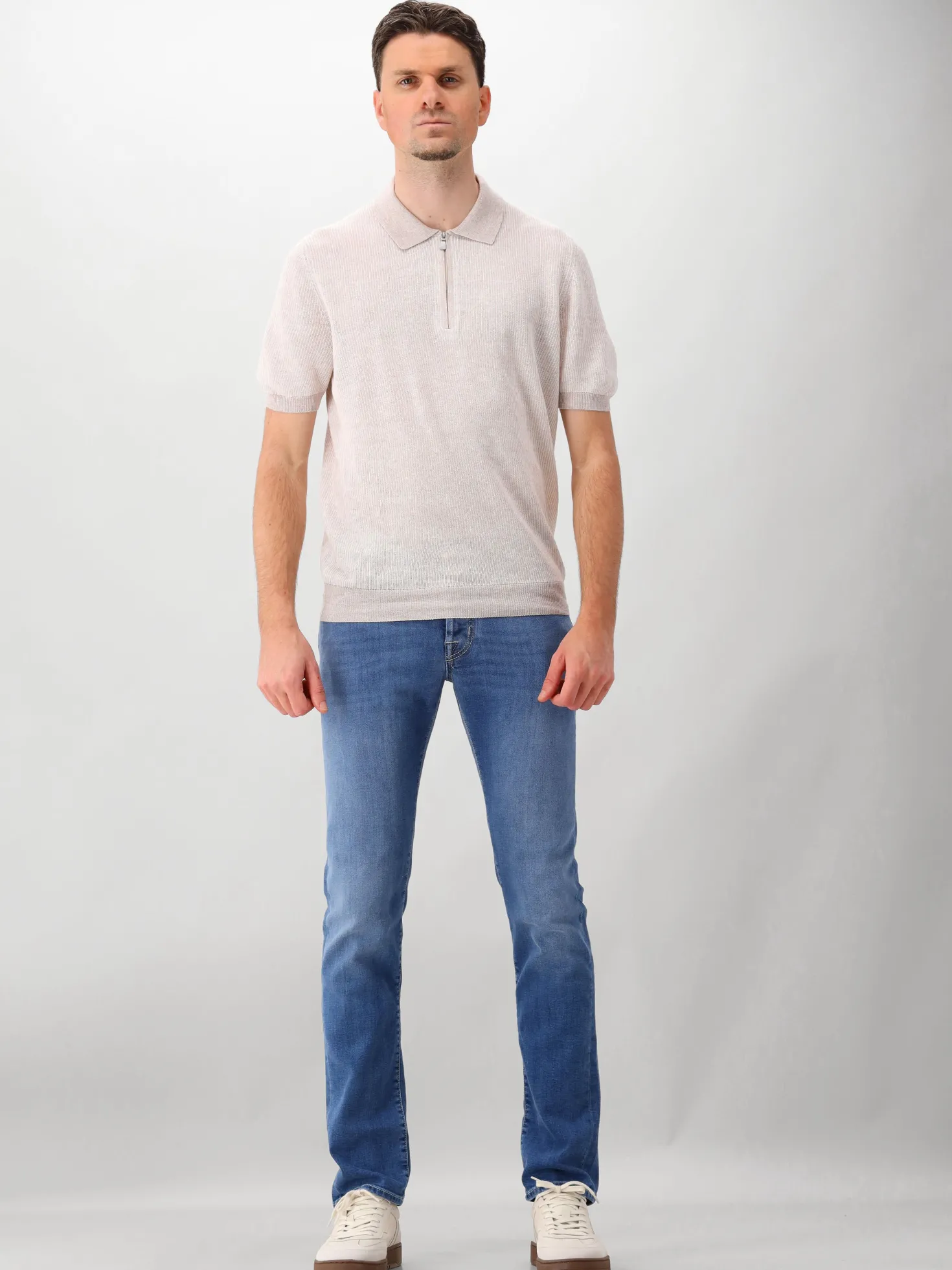 Gran Sasso Gebreide Polo Zip beige