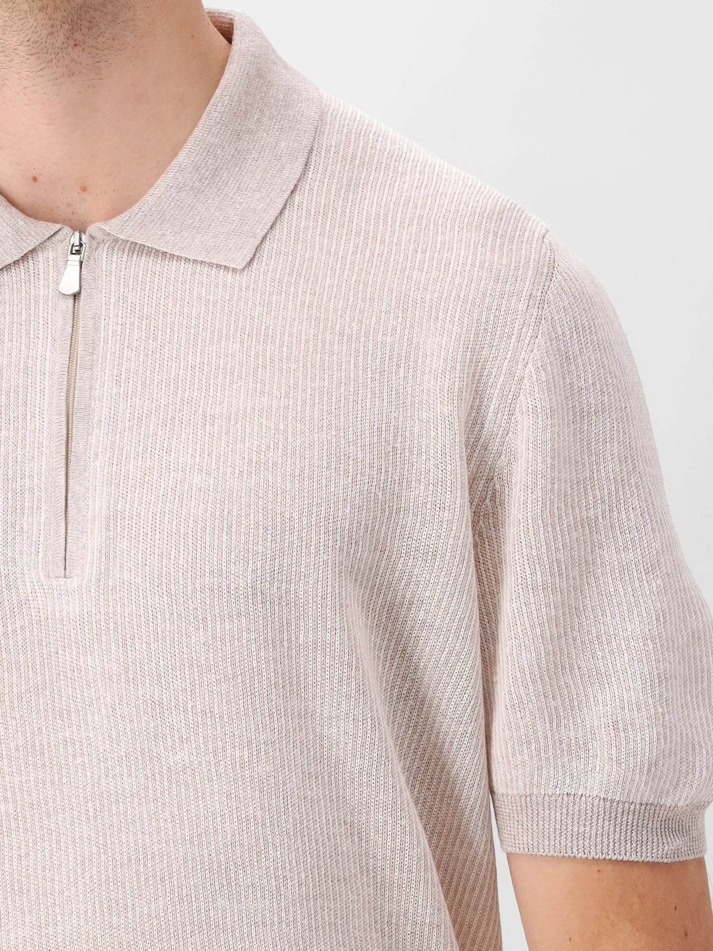 Gran Sasso Gebreide Polo Zip beige