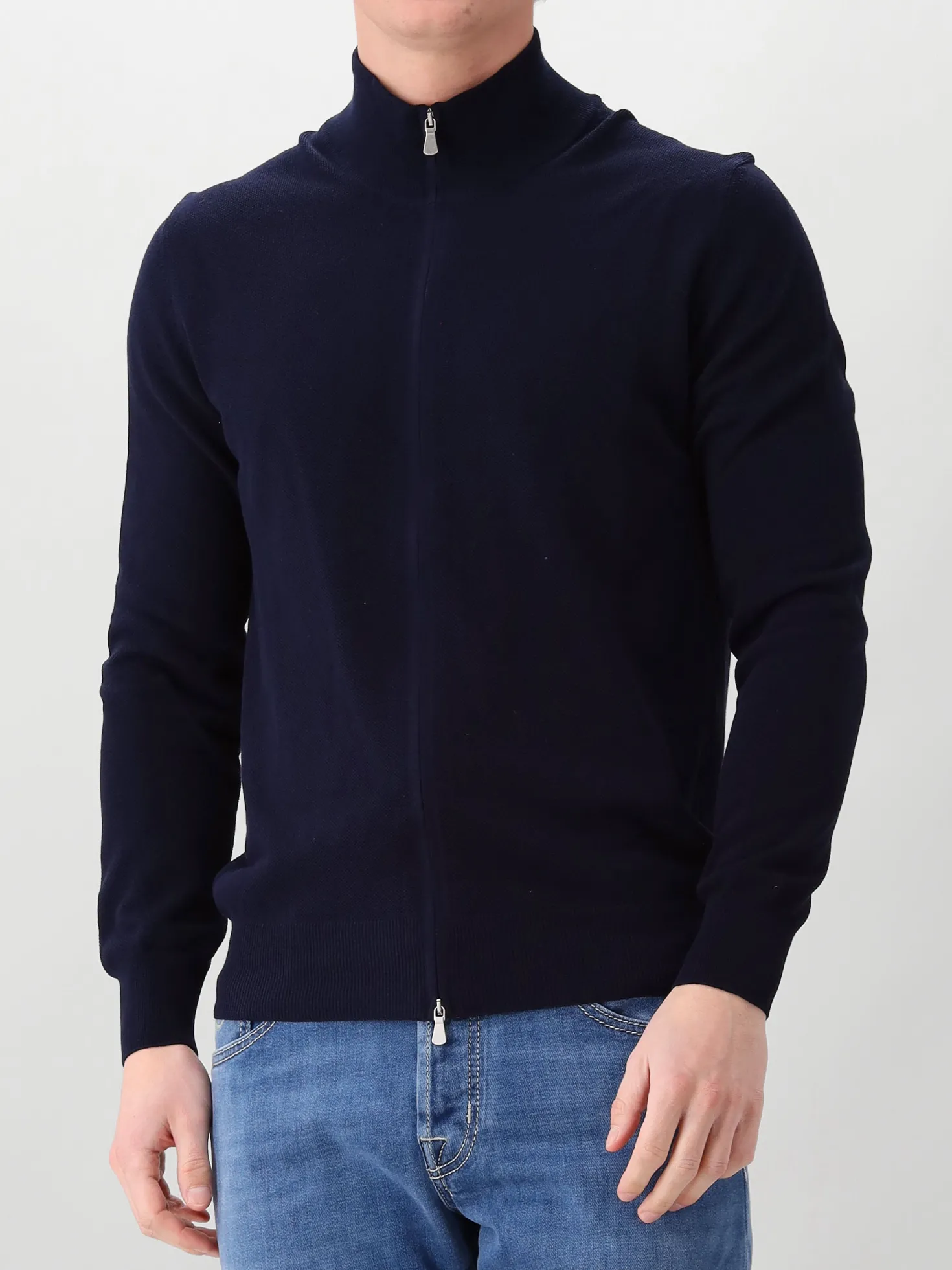 Gran Sasso Gebreide Trui Blauw Zip