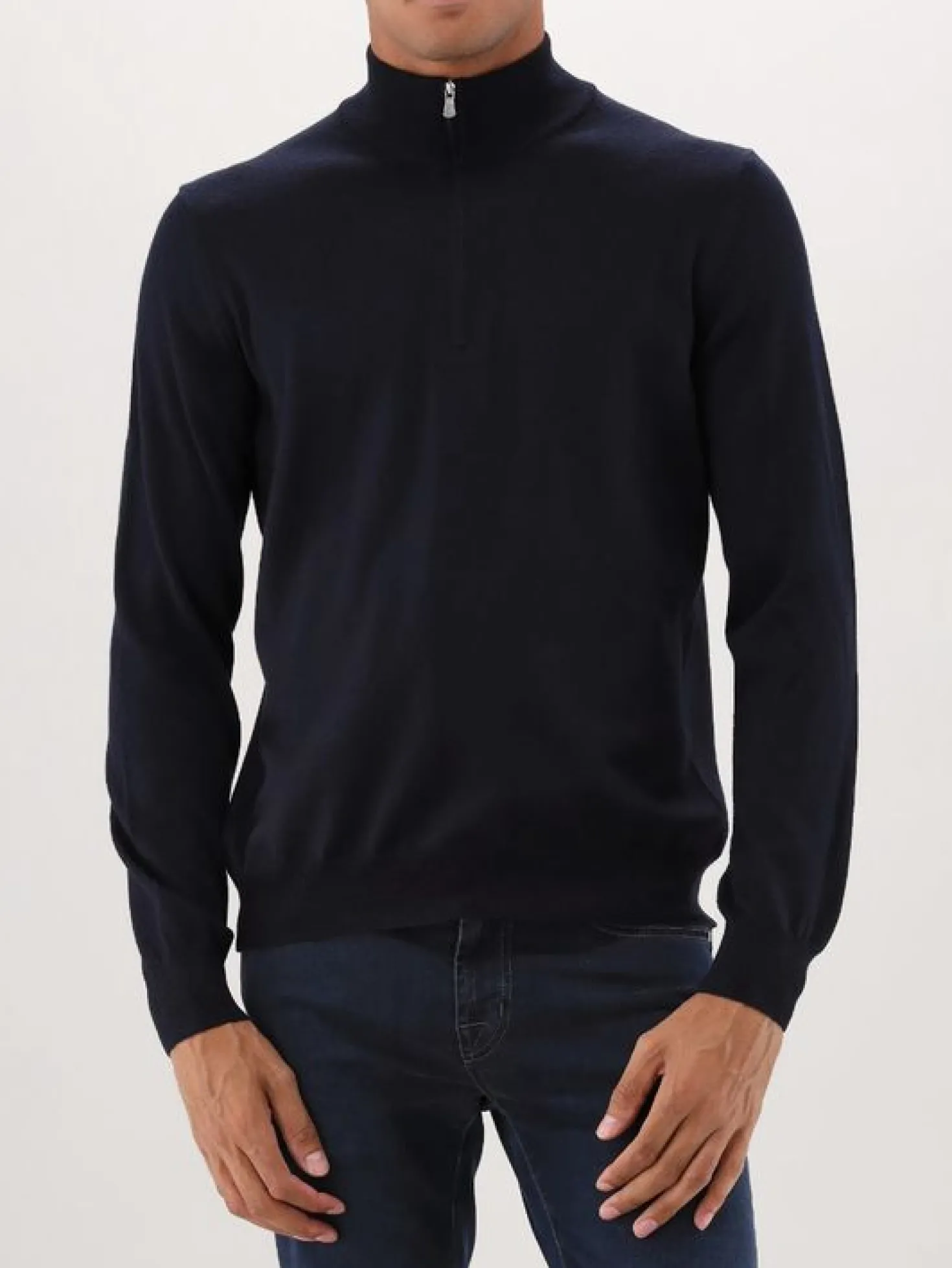 Gran Sasso Gebreide Trui Blauw Mock Zip