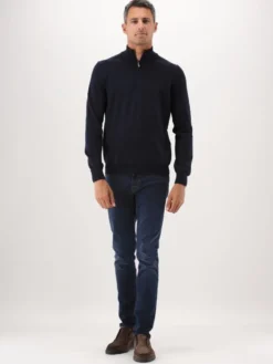 Gran Sasso Gebreide Trui Blauw Mock Zip