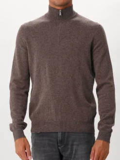Gran Sasso Gebreide Trui Bruin Mock Zip