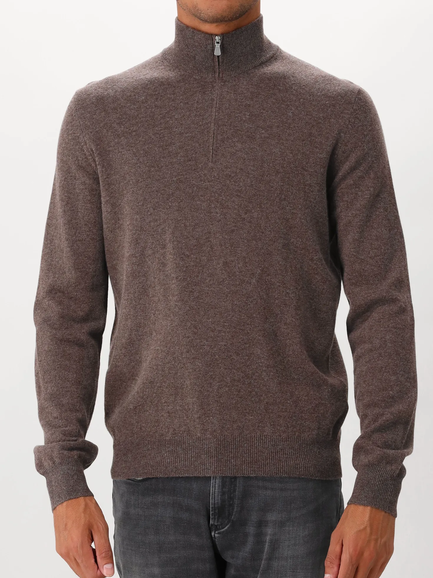 Gran Sasso Gebreide Trui Bruin Mock Zip