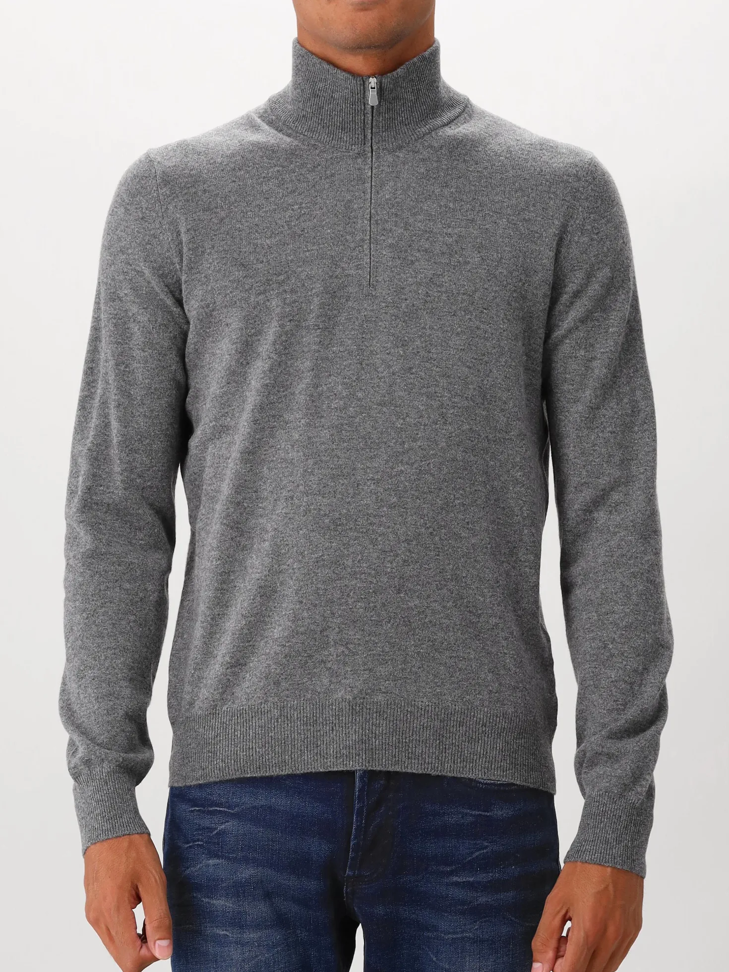 Gran Sasso Gebreide Trui Grijs Mock Zip Knitted