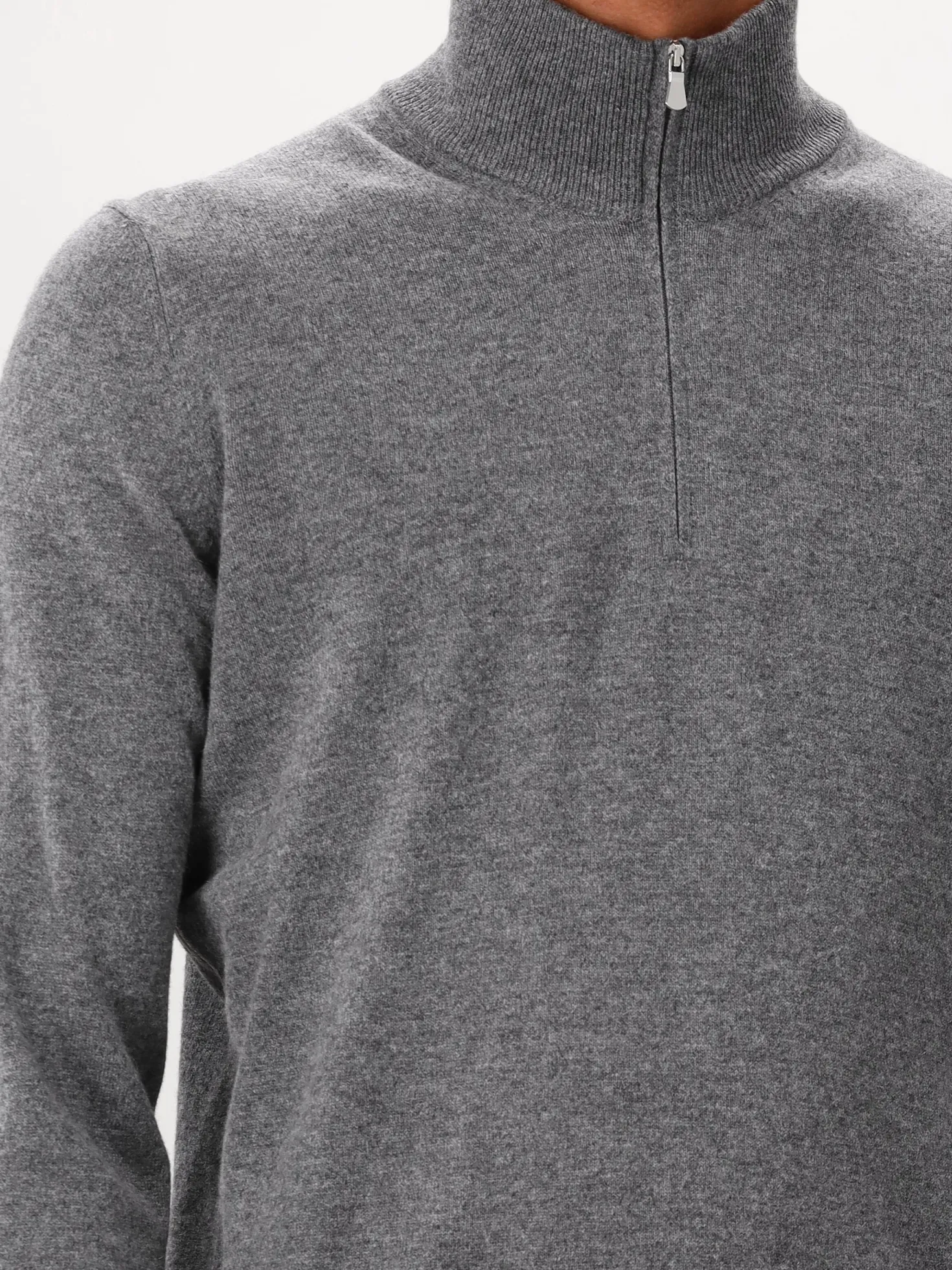 Gran Sasso Gebreide Trui Grijs Mock Zip Knitted