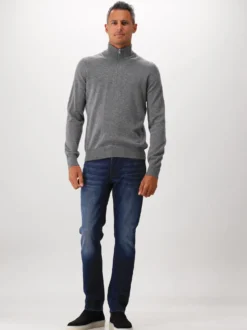 Gran Sasso Gebreide Trui Grijs Mock Zip Knitted