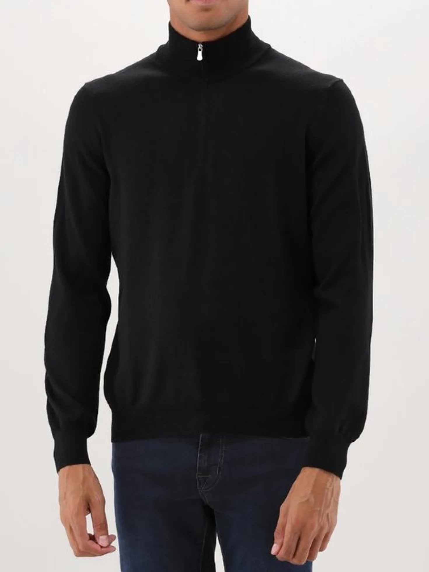 Gran Sasso Gebreide Trui Zwart Mock Zip