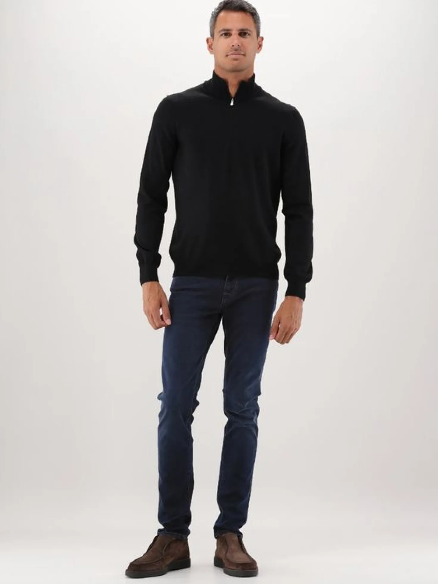 Gran Sasso Gebreide Trui Zwart Mock Zip