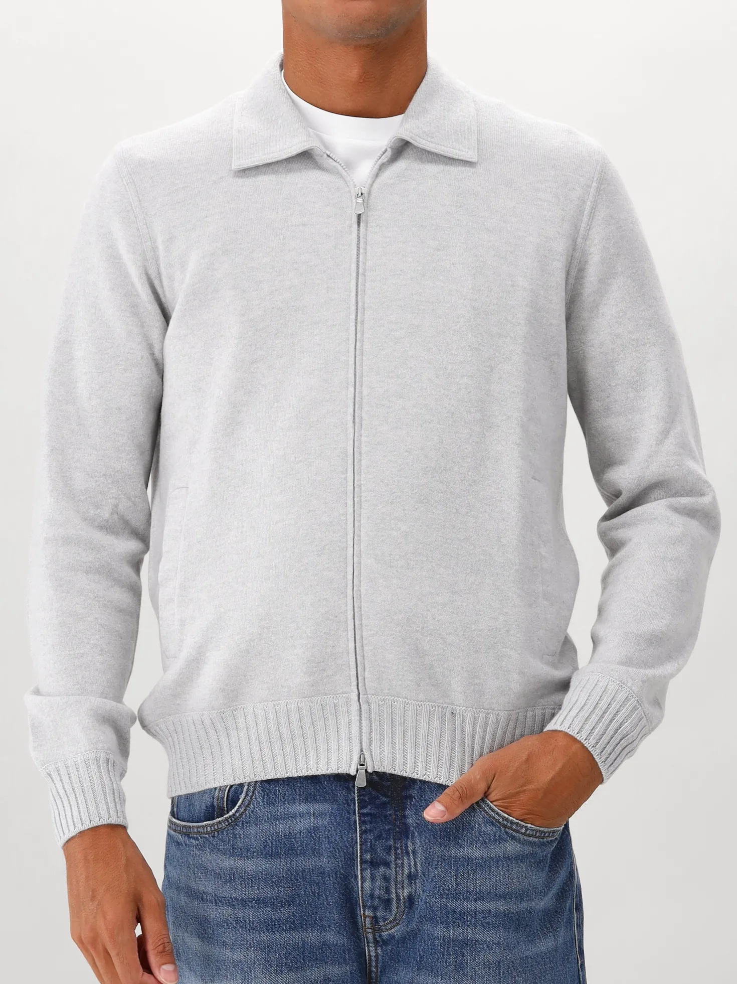 Gran Sasso Gebreid Vest Grijs Giubbino Zip