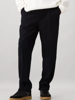 Ølaf Broek Navy Blauw Regular Twill Pleated