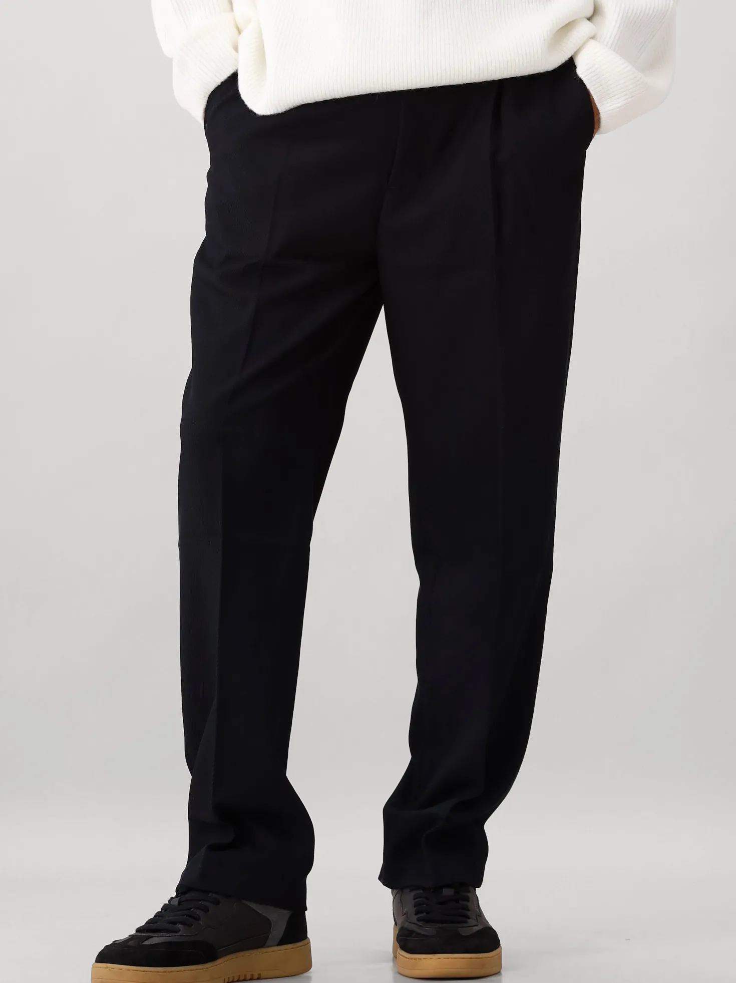 Ølaf Broek Navy Blauw Regular Twill Pleated