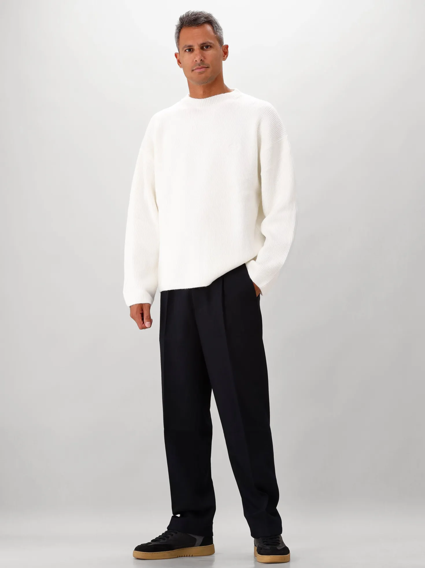 Ølaf Broek Navy Blauw Regular Twill Pleated