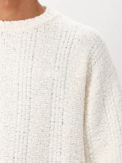 Ølaf Gebreide Trui Gebroken Wit Textured Boxy Knitted