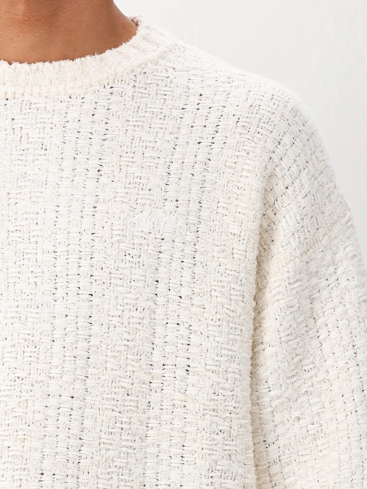 Ølaf Gebreide Trui Gebroken Wit Textured Boxy Knitted