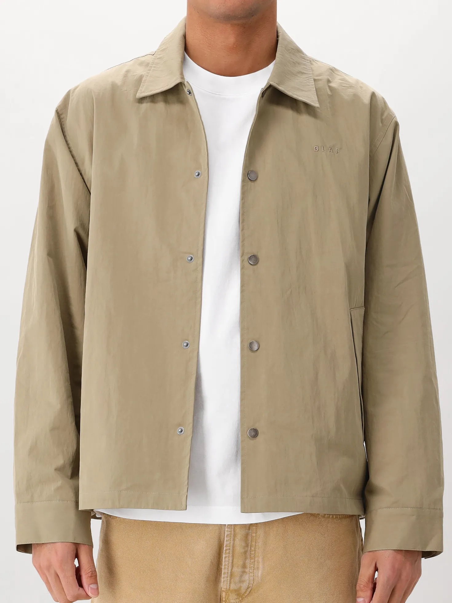Ølaf Overshirt Beige/Groen Workwear Coach Jacket