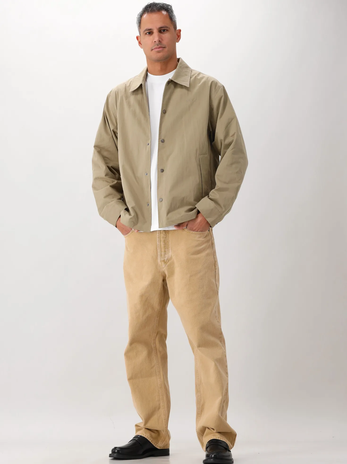 Ølaf Overshirt Beige/Groen Workwear Coach Jacket