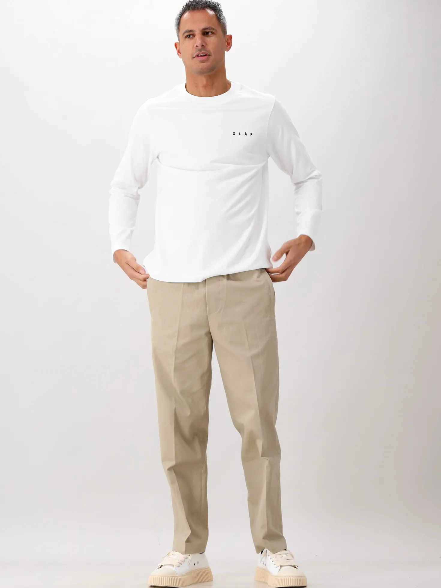 Ølaf Pantalon Beige Slim Elasticated