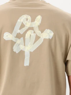 Ølaf T-shirt Beige Taped Monogram SS